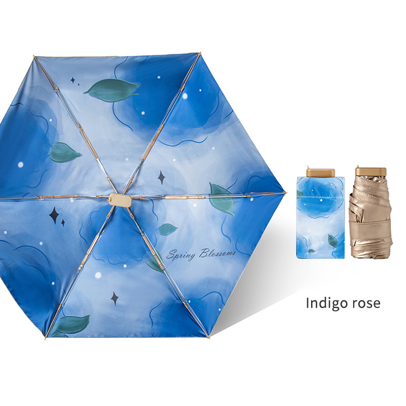 Women's Custom Six-Panel Oil Painting Umbrella with Titanium Gold Finish & UV Protection