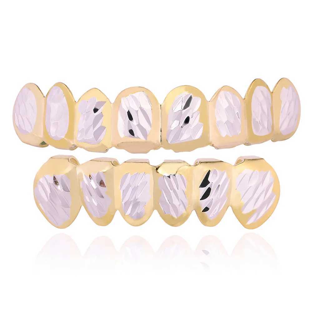 1set 24Color Hip Hop Gold Color Teeth Grillz Gold Plated Dental Grills Rock Tooth Grillz Cs Crystal Teeth Cs Halloween GiftXJ241225