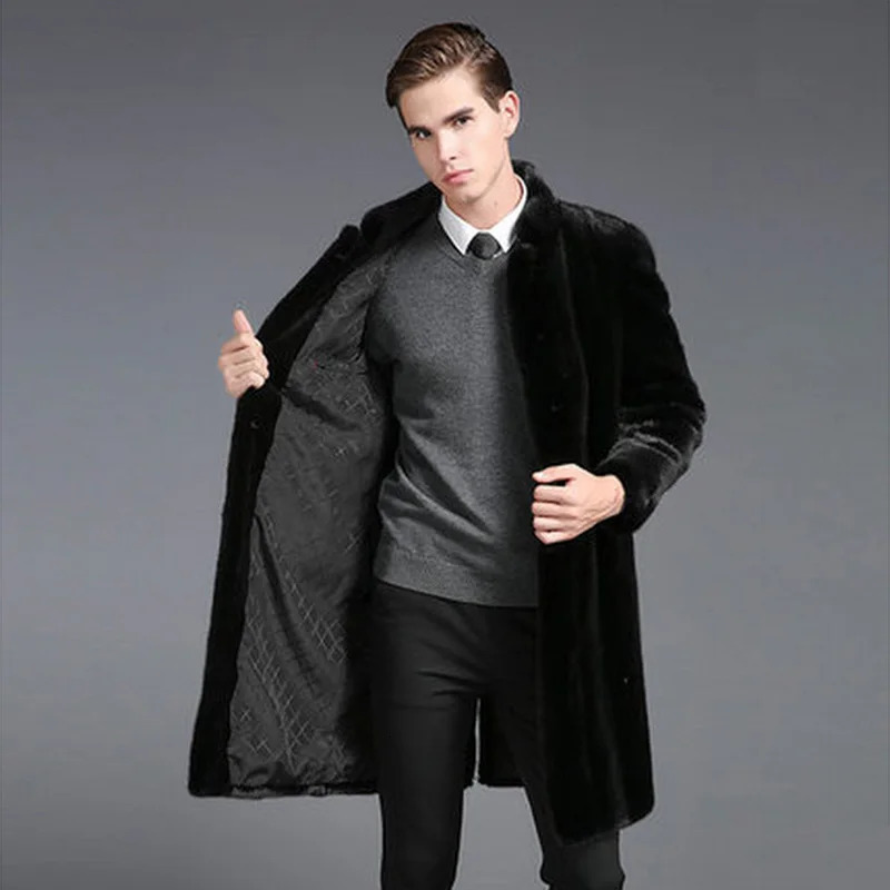 Autumn and winter mens fur coat mink European American long warm windbreaker Fur men jacket 241225
