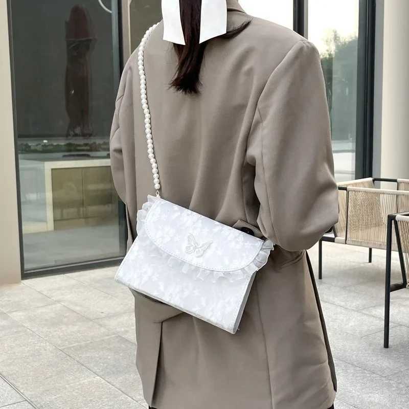 Crossbody Bags for Women Vintage Lace Pearl Chain Ladies Small Square Shoulder Bag Female Cluh Purse Handbags MessengerXJ241225