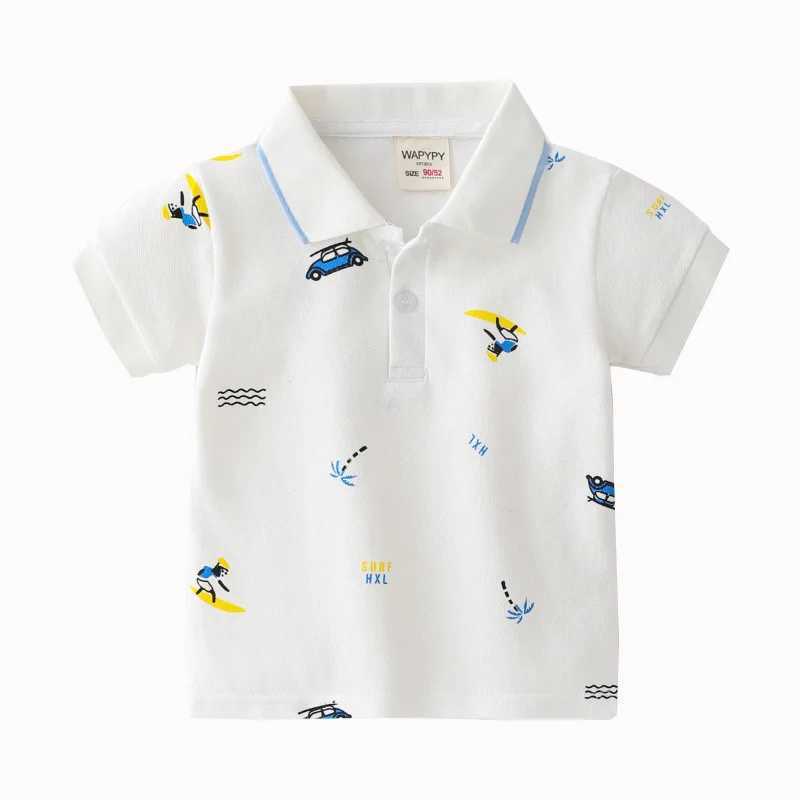 Dinosaur Boys Polo Tshirt Elegant Quali Toddler Tops Graphic Tee Cotton Summer Children Shirt Kids ClothesXJ241225