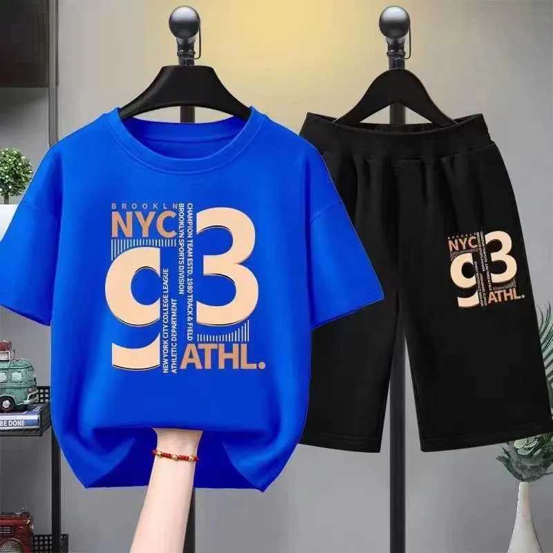 Clothing Sets Summer boys clothing set childrens girls cartoon bear print T-shirt and shorts 2-piece set childrens casual topY241225EHKM