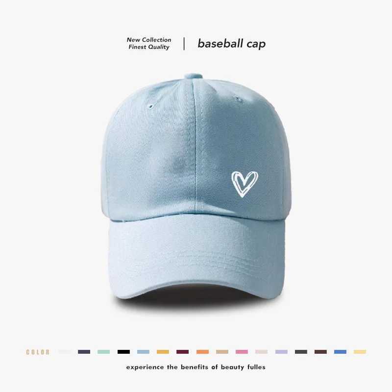 Couple Love Heart Print Baseball Hat Solid Color Cotton Peaked Hat Korean Womens Adjustable Sun Sunshade Hat Couple Love Heart Prin W241225