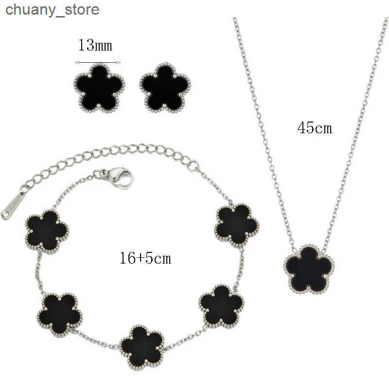 Chain 14K Gold Plated Five-leaf Clover Link s White Black Blue Gold Red Green Lucky s Jewelry Gifts Trendy for Women L240910