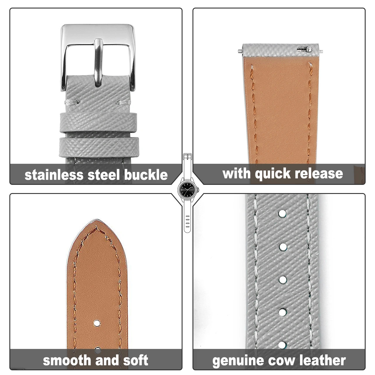 Quick Release Tapered Saffiano Leather Watch Strap 18mm 20mm 22mm Slim Watch Bands For Men Women Replacement Watchbands 241225