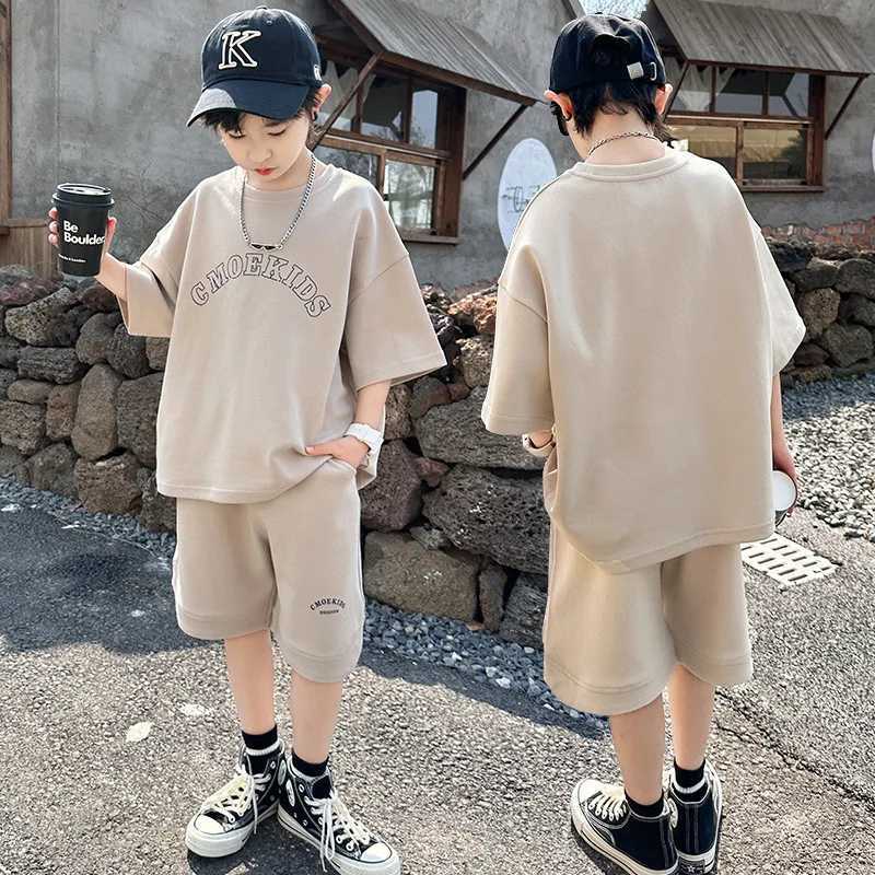 Clothing Sets Summer Teenage Boy Clothes Set Children Girls Letter Tshirt and Shorts 2pcs Suit Kid Short Sleeve Top Bottom Outfits TracksuitY241225US8