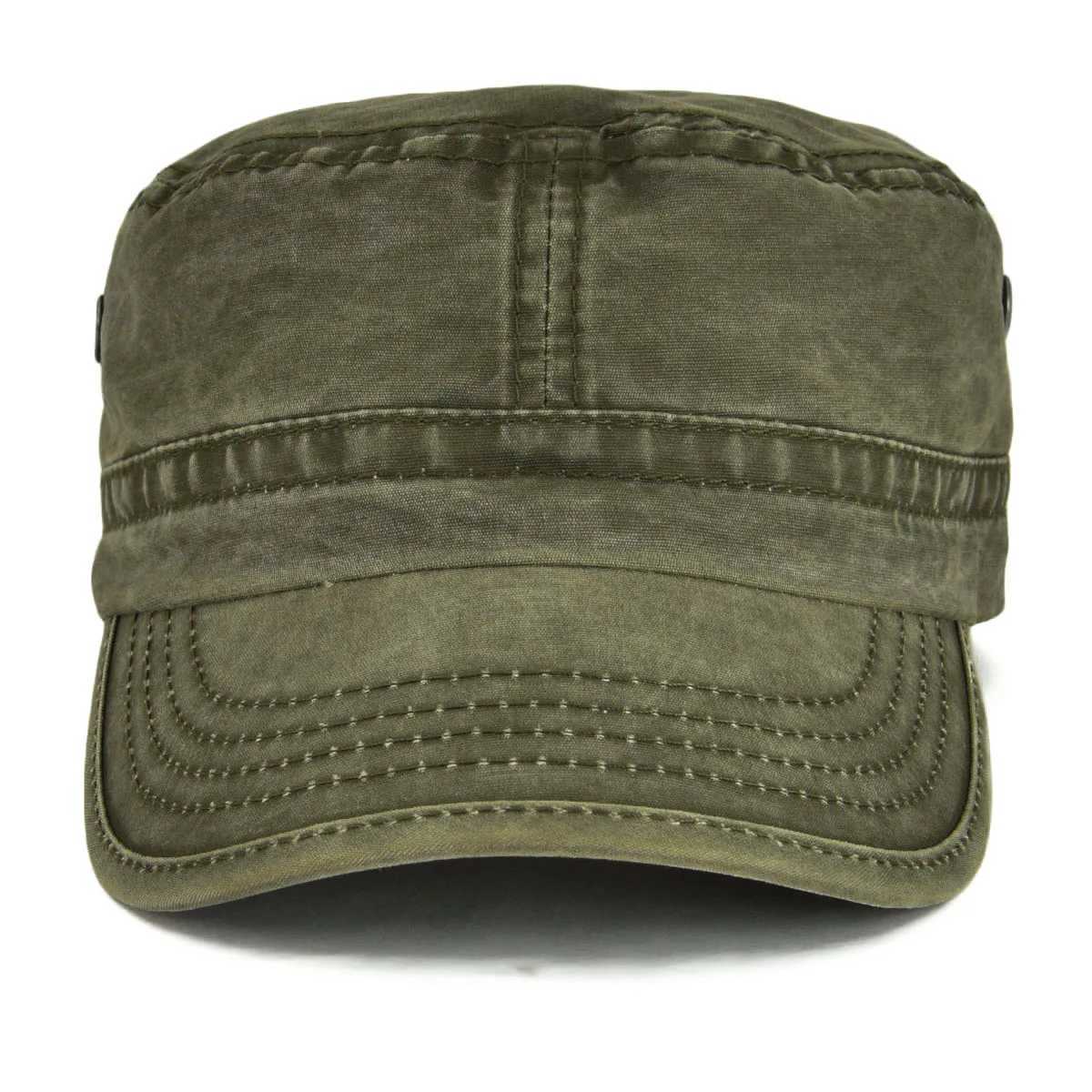 VOBOOM Cotton Washed Military Cadet Hat uniquely designed for men adjustable retro flat top hat with air vents W241225