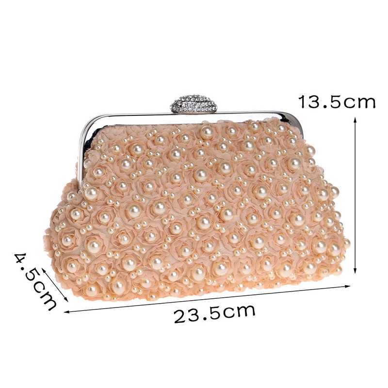 High Quality Sekusa Beded Women Evening Bags Diamonds Shell Ladies Small Day Club Party Dinner Wedding Bridal Hollow Pearl Handbag Purse T241225