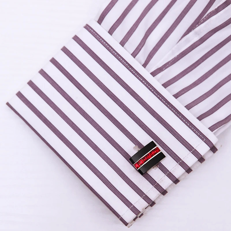 KFLK Jewelry fashion shirt cufflink for mens gift cuff button Red Crystal cuff link High Quality abotoaduras guests 241225