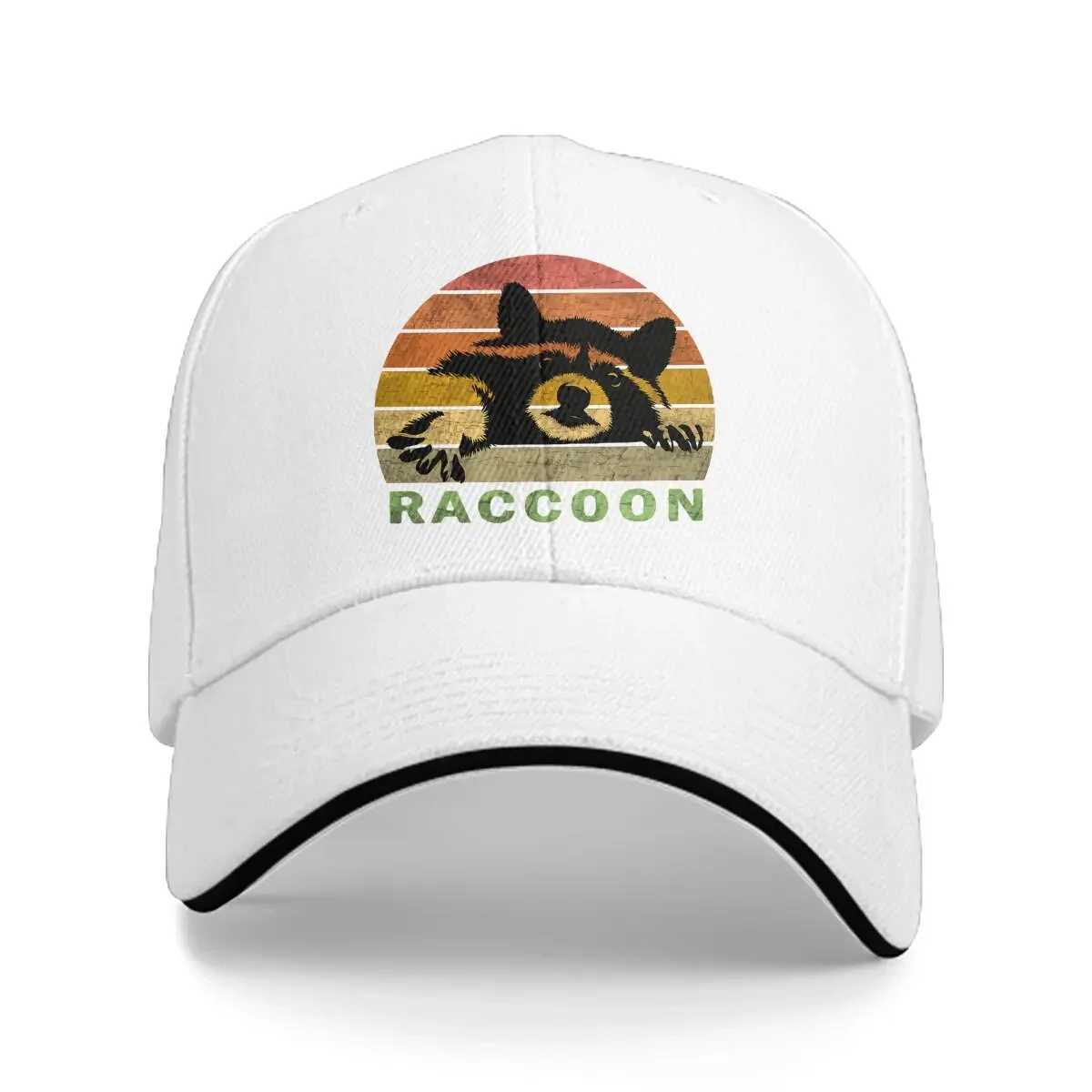Solid color dad hat retro raccoon mens hat sun shading hat raccoon lover leather hat W241225
