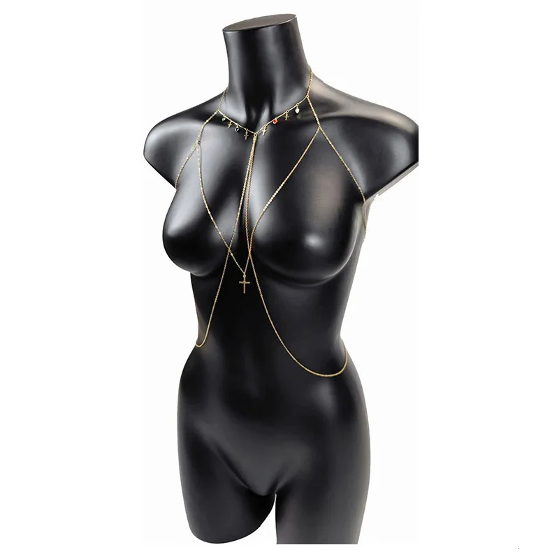 Cross Necklace Body Chain Waist Chain for Women Body Jewelry Chain Sexy Party Bikini Fashion Dress Y2k Accessories Pendant Goth 241225