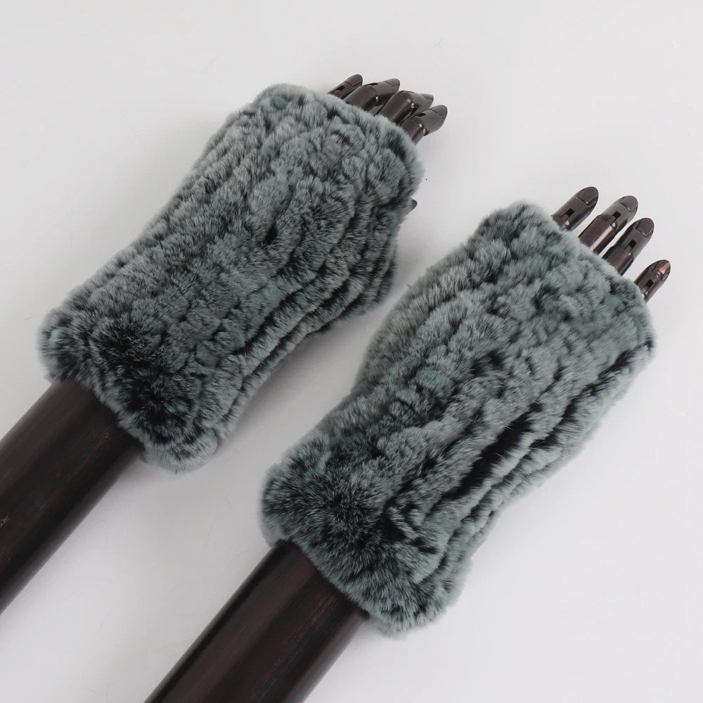 Winter Real Fur Golve Women Outdoor Warm 100% Real Rex Rabbit Fur Gloves Knit Thick Natural Soft Rex Rabbit Fur Mittens 241225ww