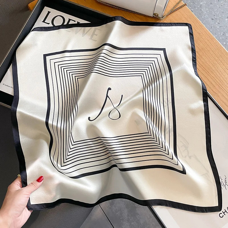 Shawl faux Real Silk Square Scarf Women Hair Headband Wrap Ladies Neck Tie Neckerchief Wrist Bandana 241225