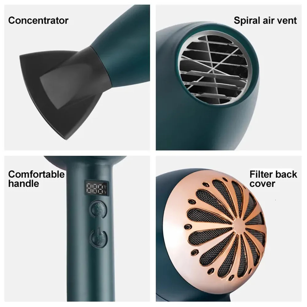3000W Professional Hair Dryer with LED Temperature Display Electricity Blower and Cold Air Hairdyer Strong Wind Dry Quickly 241225