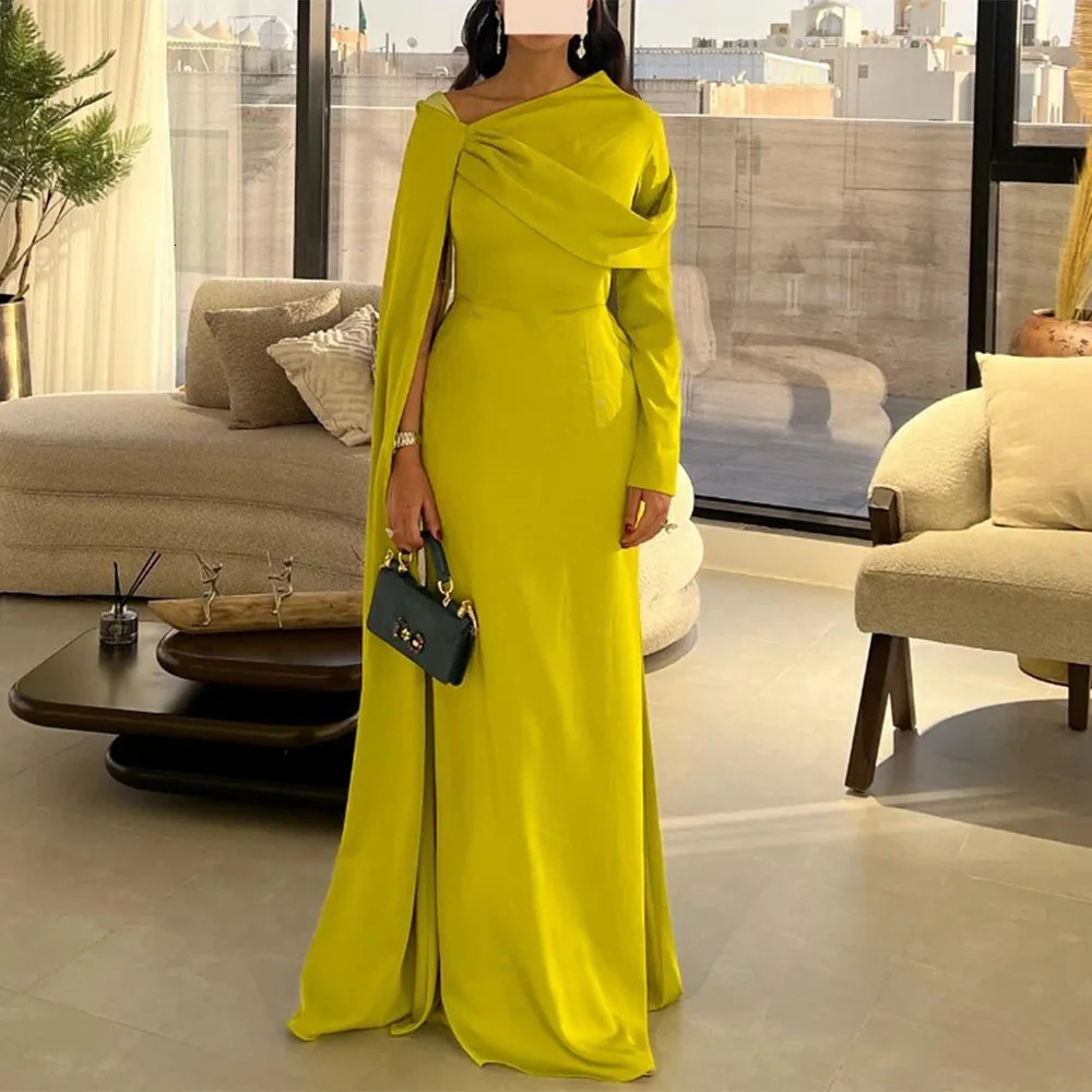 Adeli Elegant Yellow Prom Gown Women Long Sleeve Party Evening Dress Floor Length customized Mermaid Special Occasion Dresses 241223