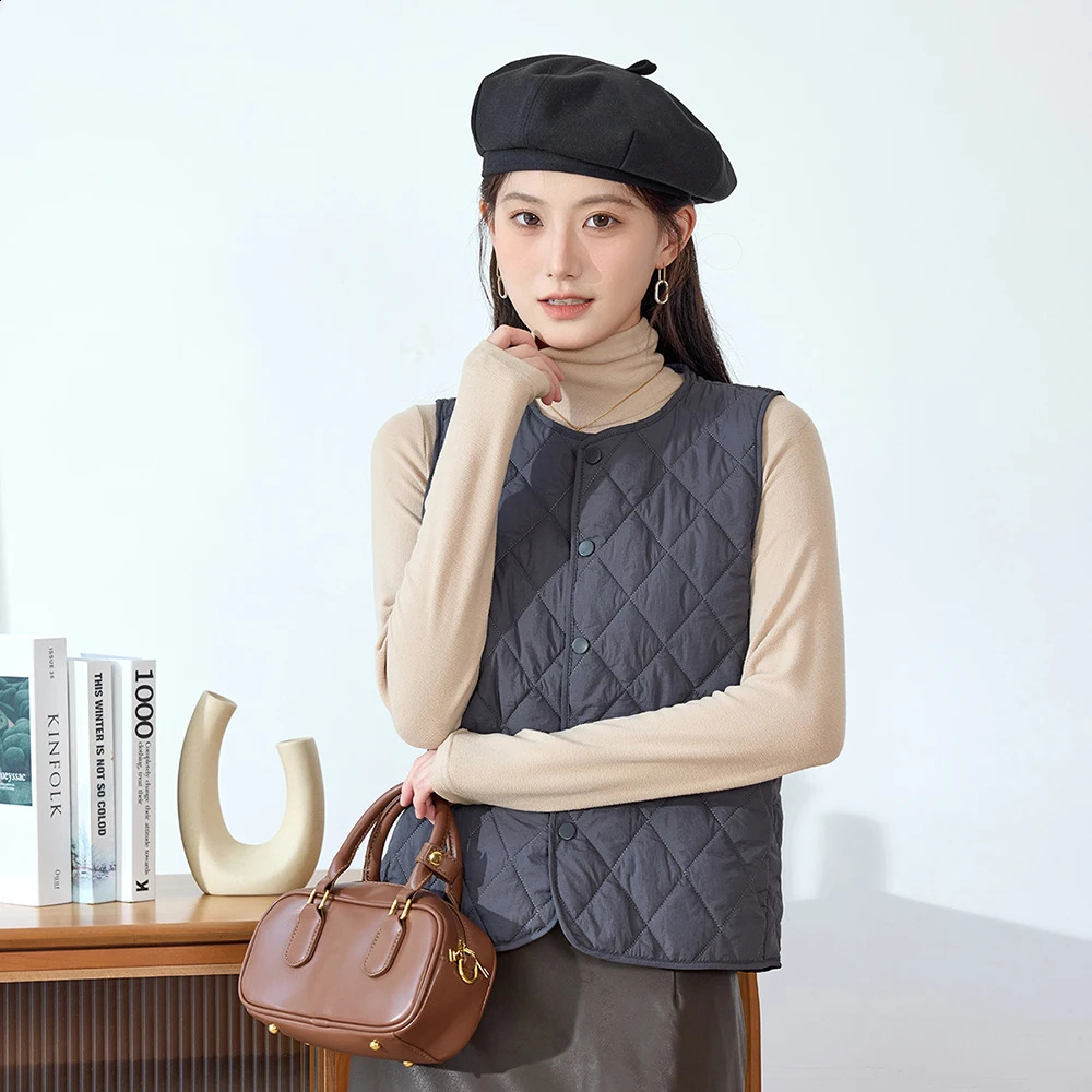 Sheep Wool Women Solid color Vests Sleeveless Jacket Collarless Ultra Light Coat Female Warm Tank Parkas Casual Waistcoat 241220