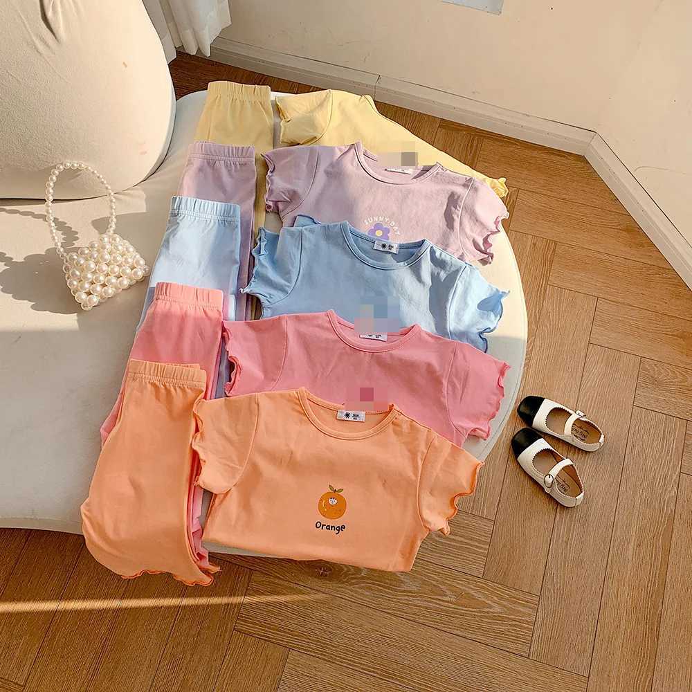 Clothing Sets Childrens Pajamas Set Summer Thin Section Baby Cotton Pajamas Homewear Ice Silk Girls Casual Pajamas Homewear Two-Piece SetY241225FGOI