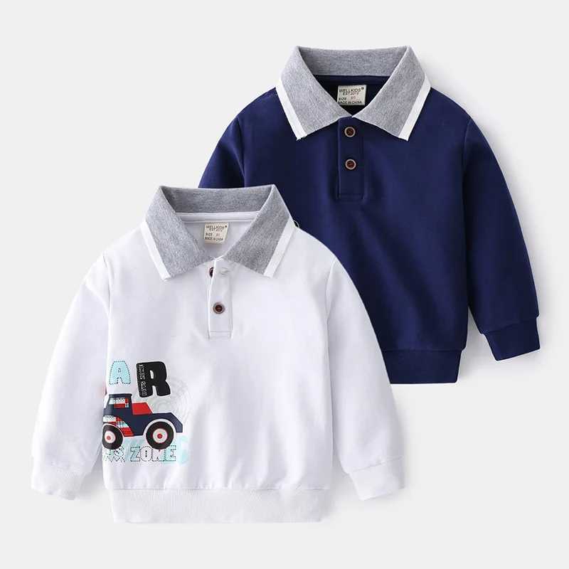 Cute Boys Polo Tshirt 100% Cotton Toddler Sweatshirt Turn Down Collar Baby Tops Tee Children Shirt Kids ClothesXJ241225