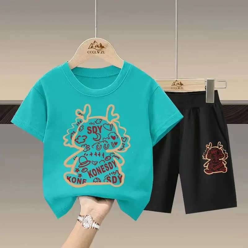 Clothing Sets Summer Baby Girls Clothes Set Kid Boy Train Printed T-Shirts And Shorts 2 Piece Suit Children Short Sleev Top Bottom TracksuitsY241225ZW