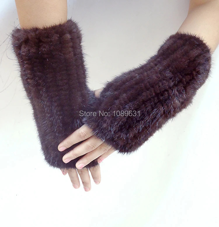 Women fashion fur gloves Mink knit gloves High density knit warm gloves 241225