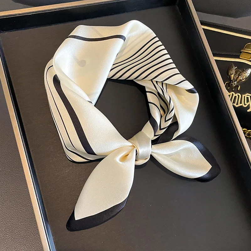 Shawl faux Real Silk Square Scarf Women Hair Headband Wrap Ladies Neck Tie Neckerchief Wrist Bandana 241225