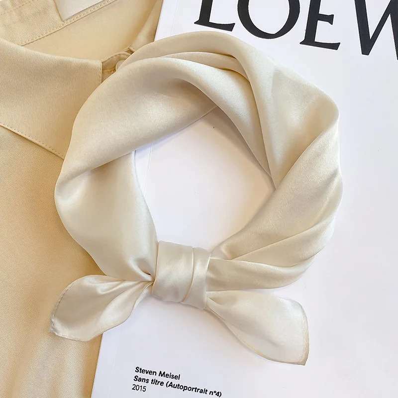 Solid Color faux Nature Silk Square Scarfs for Women Neck Ties Foulard Neckerchief Hairband Hands Bag Ribbons Headband Gift 241225