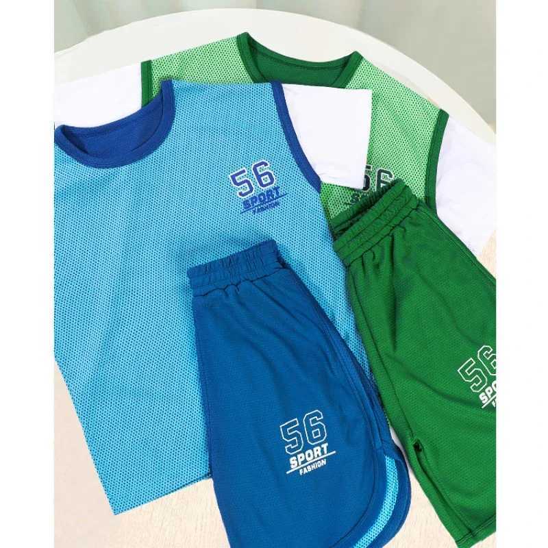 Clothing Sets Boys Clothes Summer Quick Drying Football Uniform Contrast Sleeve Top Shorts 2 Pieces Set Teenage Boy Breathable TracksuitY2412251GMQ
