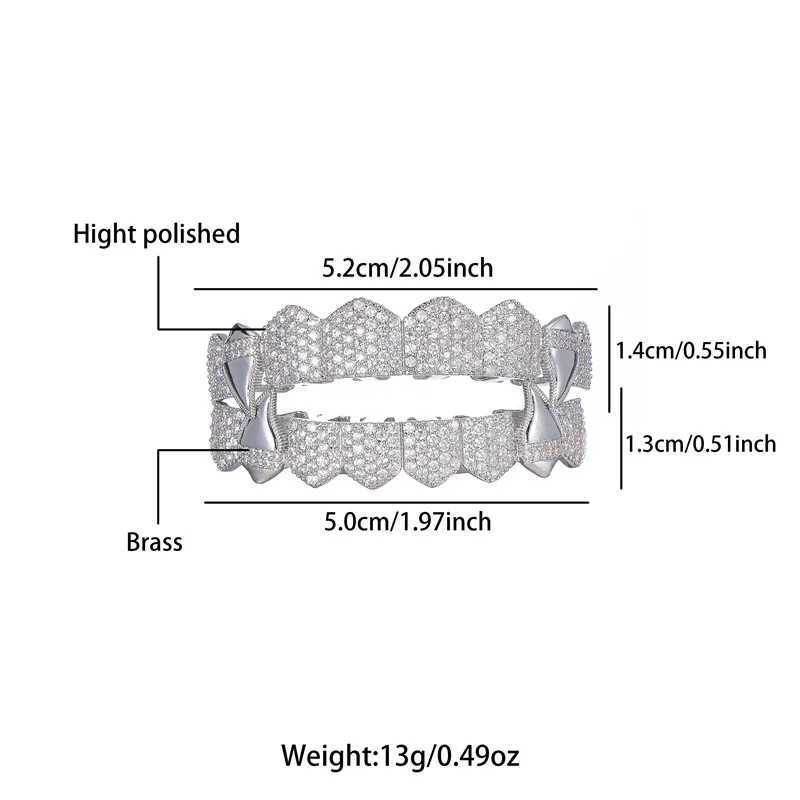 Hip Hop Full CZ Stones Rock Teeth Grillz Cs Cubic Zircon d Out Micro Pave Top Bottom Charm Grills For Men Women JewelryXJ241225