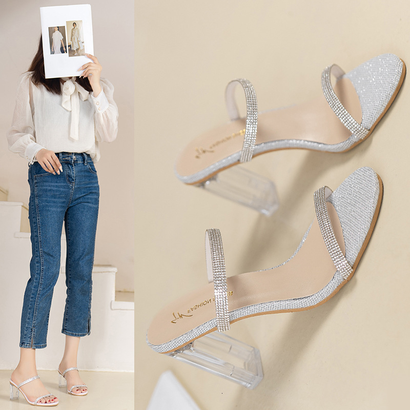 Fashionable Ddmywed New Internet Celebrity Coarse Heel Sports Sandals For Women S Summer Fairy Trend Sponge Cake Water Diamond Shoes Chinese Brand F D