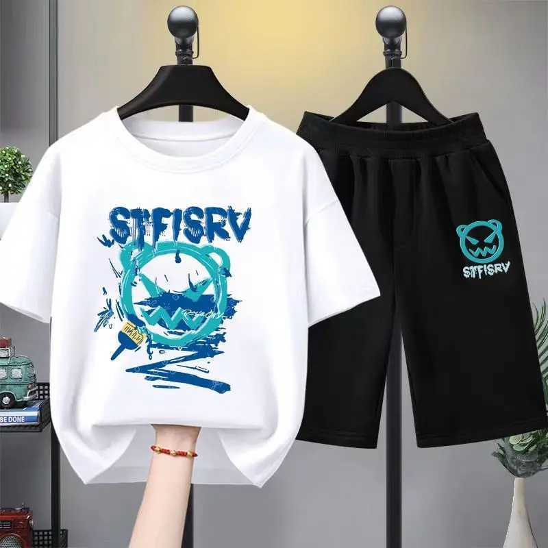 Clothing Sets Summer Baby Girls Clothes Set Cartoon Bear Printed T-shirts and Shorts 2pcs Suit for Children Boy Top Bottom Outfits TracksuitsY241225O2