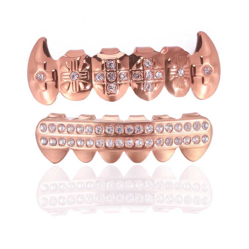 Colorful Bling Teeth Grillz Top Bootom Dental Mouth Punk Teeth Cs Cosplay Party Tooth Rper Hip Hop JewelryXJ241225