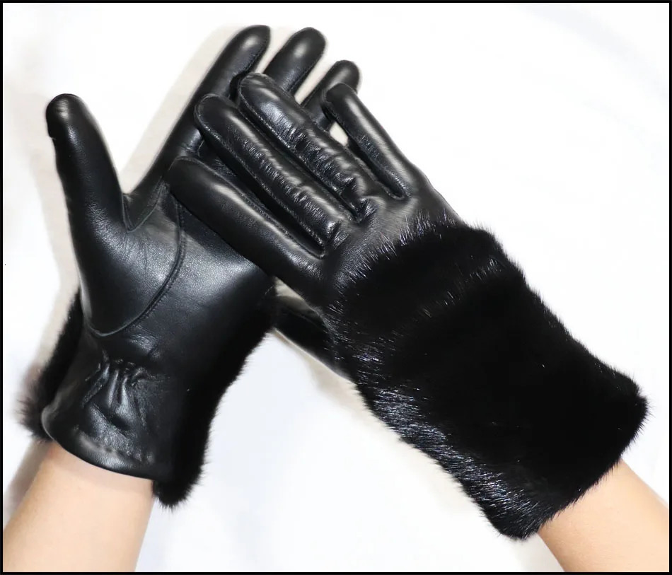 High-end sheepskin mink otter rabbit fur leather gloves winter warm real fur touch screen thin and thick leather gloves 2024 241225