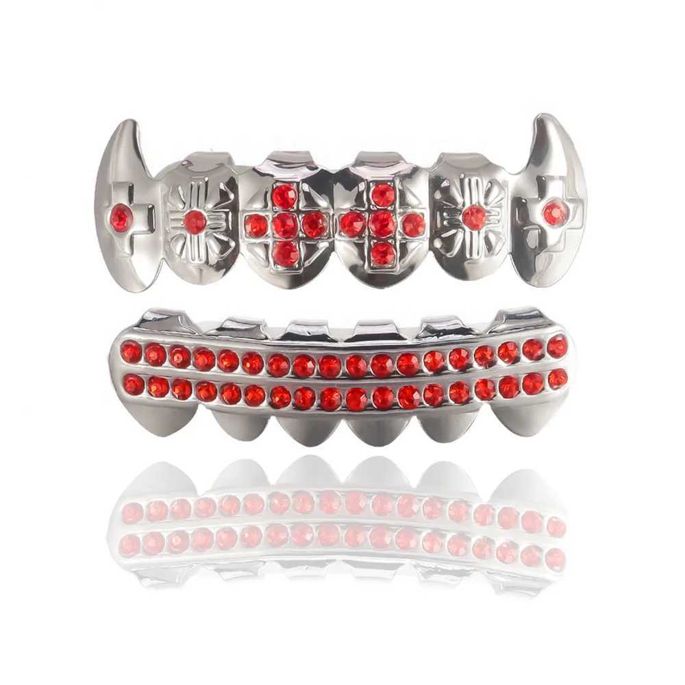 Colorful Bling Teeth Grillz Top Bootom Dental Mouth Punk Teeth Cs Cosplay Party Tooth Rper Hip Hop JewelryXJ241225