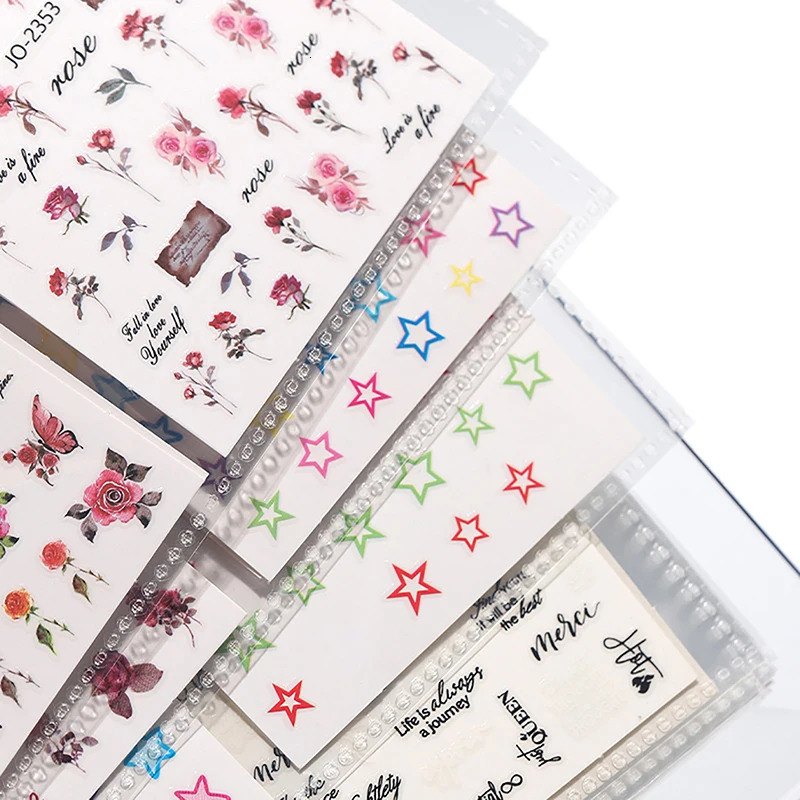 17 Pages Nail Stickers Storage Book Decals Organizer Holder Display Manicure Nail Tools Plastic Transparent Film Nail Art 241225