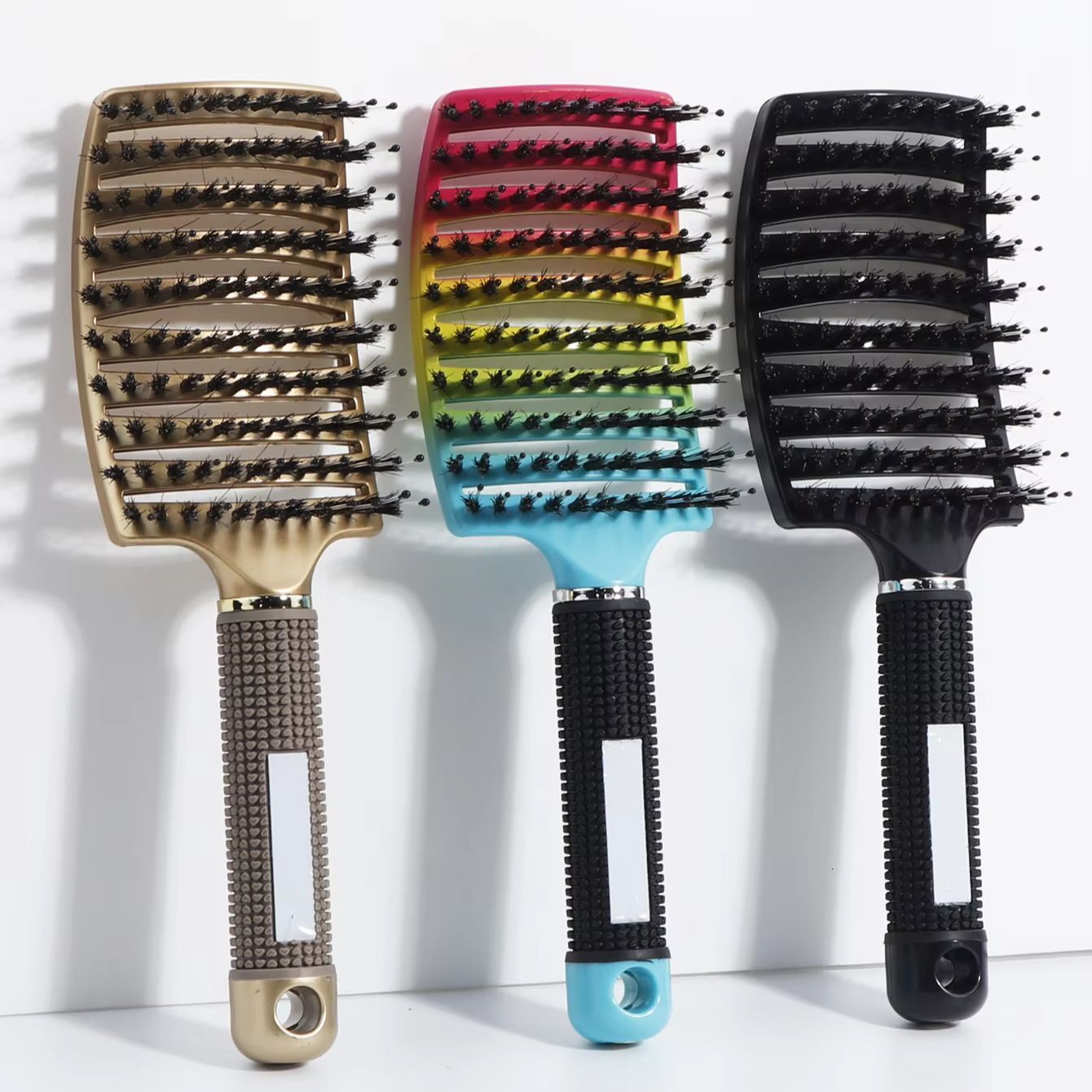 Detangg Hair Brush Bristle&Nylon Women Wet Massage Comb Curly Hairdressing Salon Styg Tools Special For Real Hair Wigs