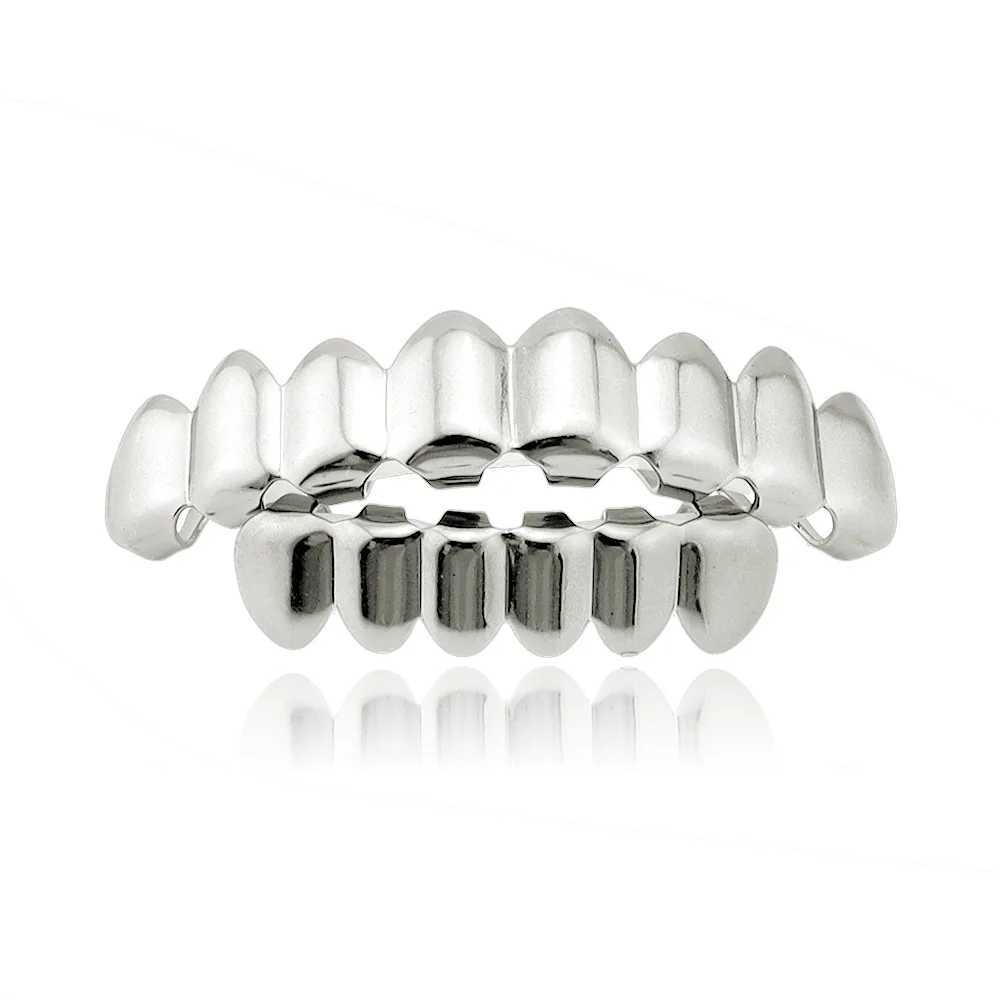 1set Long Hip Hop Teeth Grillz Gold Plated Dental Grills Rock Tooth Grillz Cs Crystal Teeth Cs Halloween Vampire ToothXJ241225