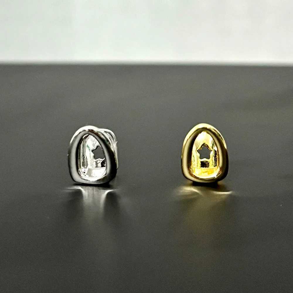 YOUNGX Y2K Simple Single Hollow Teeth Grillz Braces Hip Hop Glossy Tooth Cs For Women Men Jewelry Dental GrillsXJ241225