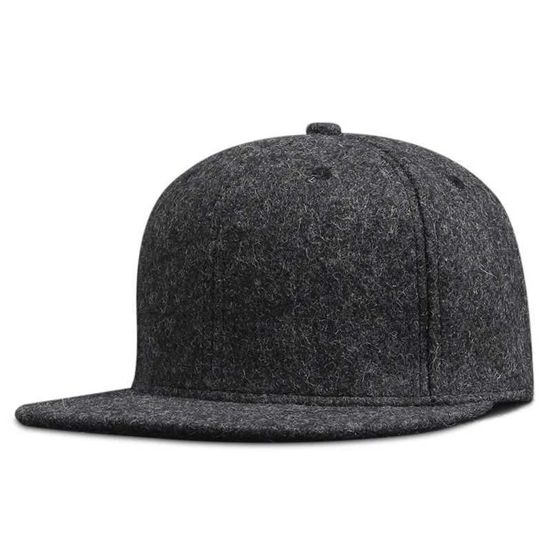 Dad Winter Felt Hip Hop Hat Flat Top Felt Baseball Hat Big Bone Man Plus Size Suitable Buckle Hat 56cm 58cm 60cm 62cm 64cm W241225