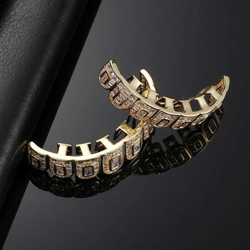 D Z Hip Pop Luxury Full d Out Square Cubic Zirconia Stones Grills Teeth For Men Women Rper Fashion Grillz JewelryXJ241225