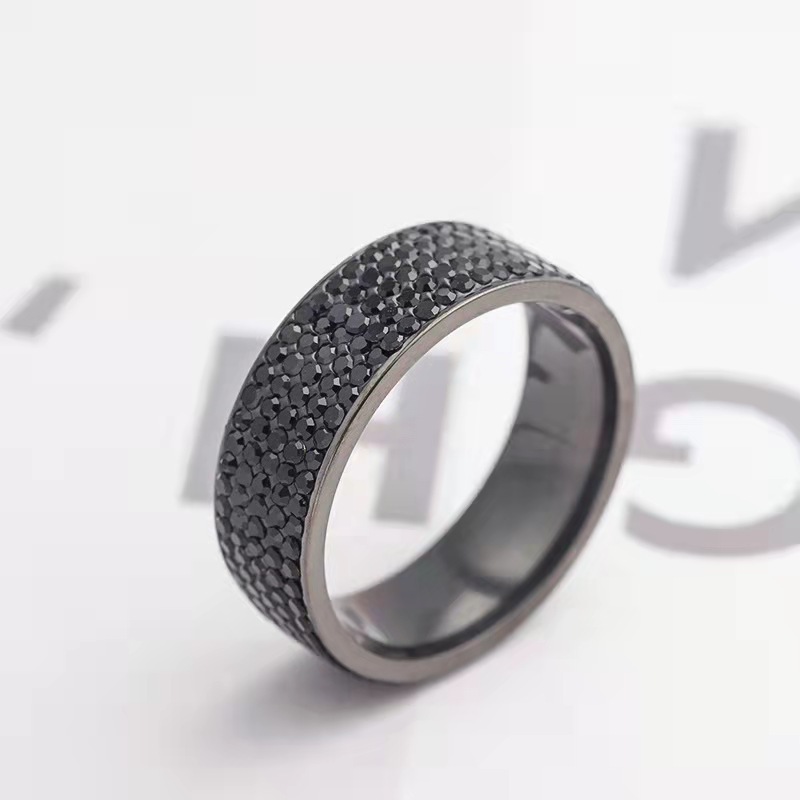 Stainless Steel Austrian Crystal Band Ring Delicate Diamond Men Women Rings Anti Allergic Gold Silver Black Polymer Clay Crystal Finger Ring Jewelry G - view 6