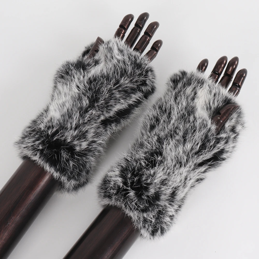 Arrival Female Natural Rabbit Fur Gloves Knitted Warm Real Rex Rabbit Fur Mittens Women Winter Outdoor Rex Rabbit Fur Gloves 241225
