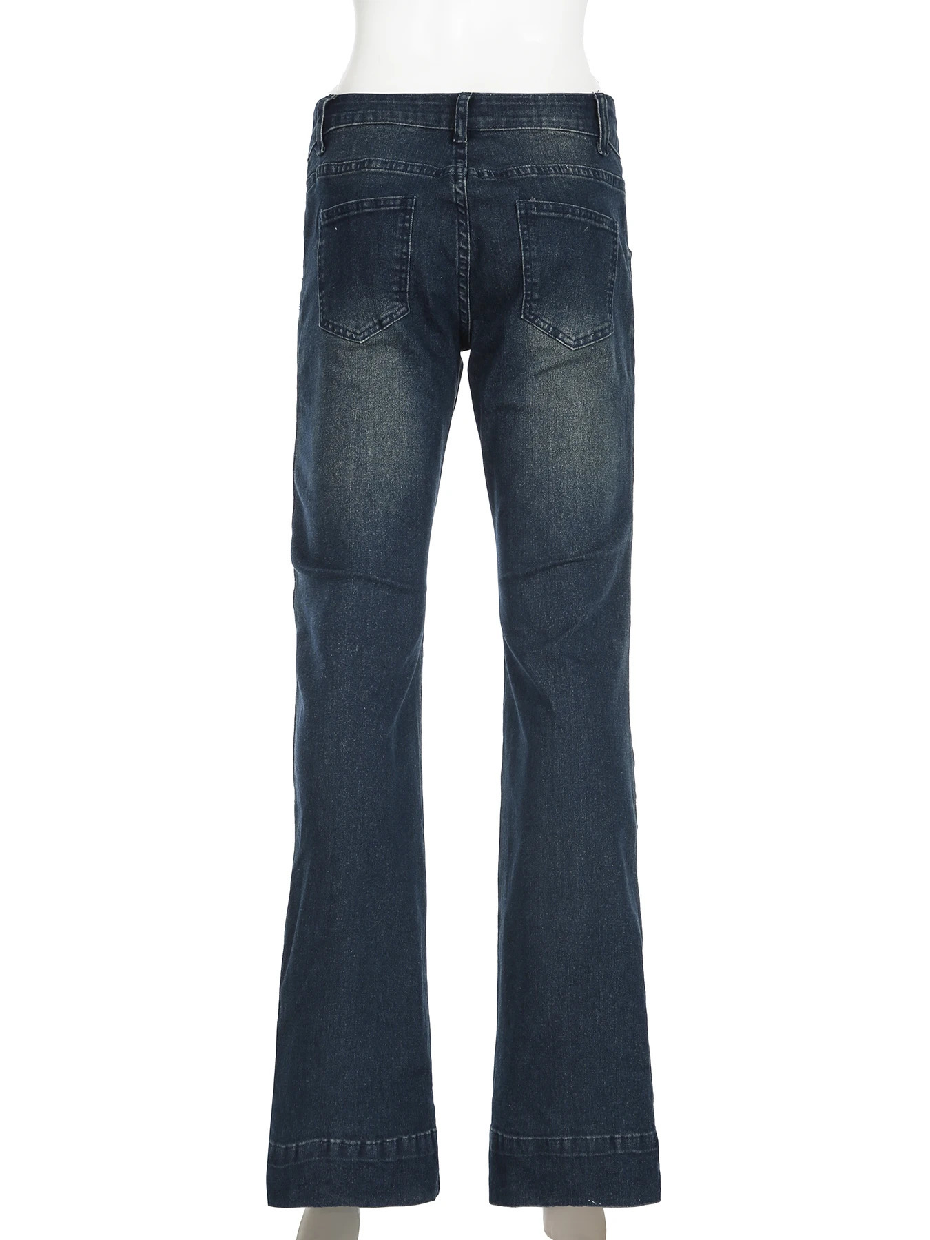 IAMSURE Vintage Slim Flare Ripped Jeans Y2K Skinny Low-Waisted Denim Pants Women Autumn Winter Fashion Streetwear Ladies 241220