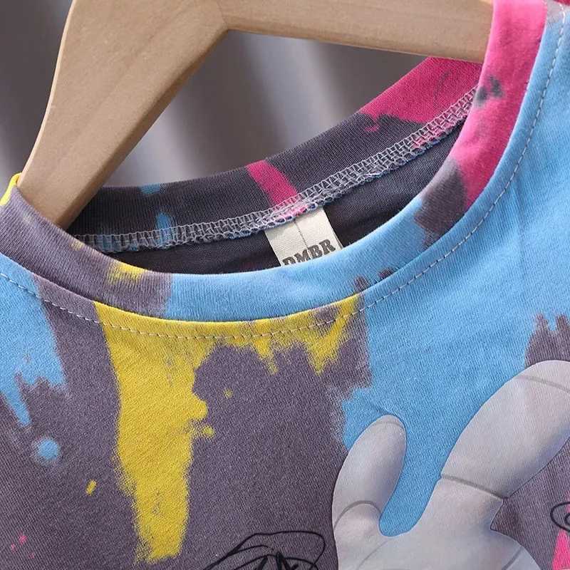Clothing Sets Summer Baby Girl Clothes Set Kid Cartoon Astronaut T-shirts Pants 2pcs Suit Children Boy Tie Dye Short Sleeve Top Bottom OutfitsY241225U
