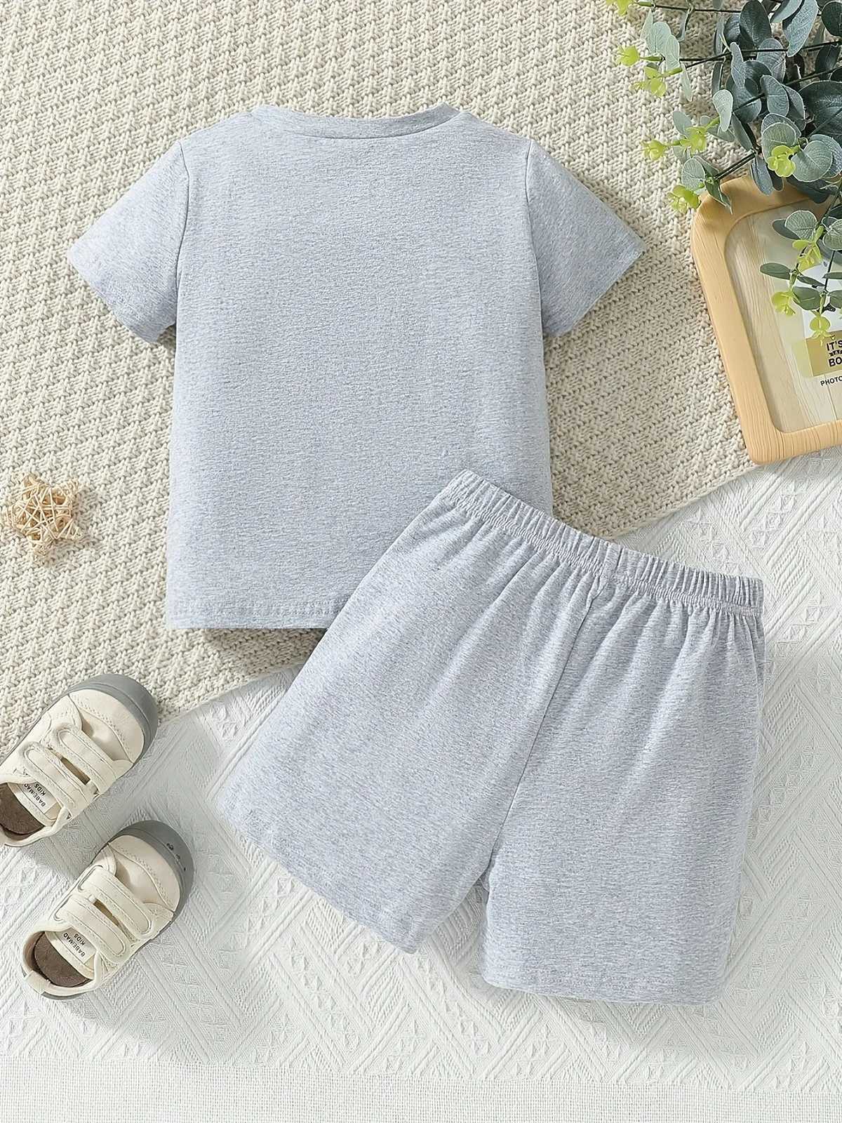 Clothing Sets Summer Baby Girls Clothes Set Children Boy Bear Print Short Sleeve T-shirts and Shorts 2pc Suit Kid Top Buttom Outfits TracksuitY241225B