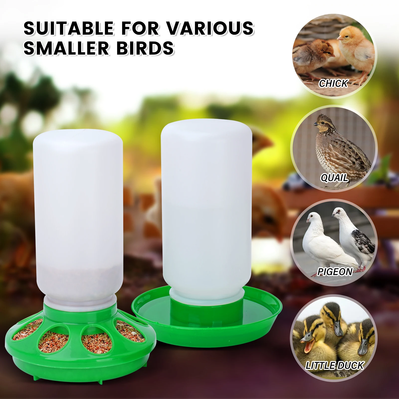 1L Chicken Feeder Bucket and Water Fountain Poultry Automatic Chick Drinker Bucket Drinking Quail drinking Bird equipment 2Pcs