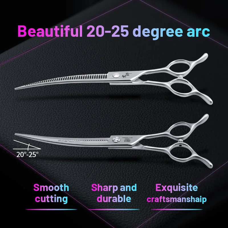 Fenice High-end 7 Inch JP440C Steel Pet Grooming Magic Scissors Trimming Pet Hairdressing Dog Grooming Curved Shears 70% rate 241225