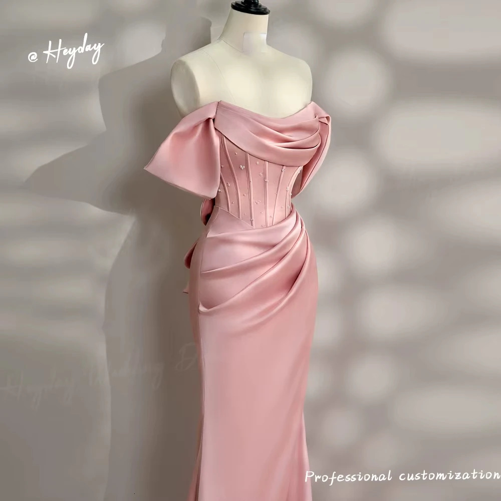 Heyday Strapless Pleat elegant prom dress fairy Floor Length Close-fitting saudi Royal wedding dress for women guest 241223