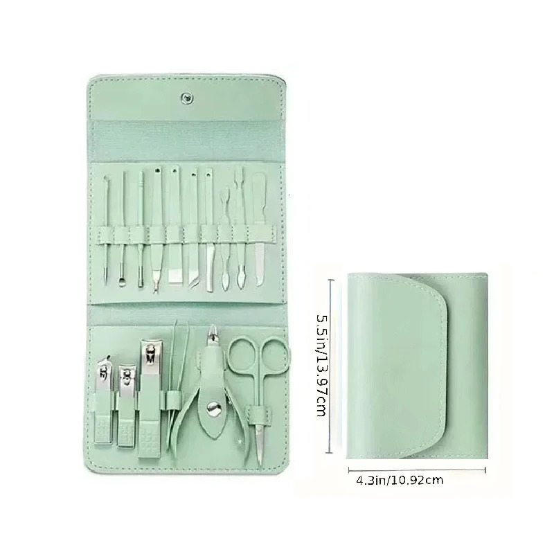 16Pcs/set Professional Nail Clippers Set Portable Travel Case Cuticle Nippers Grooming Pedicure Tool Kit for Men Women Manicure 241225