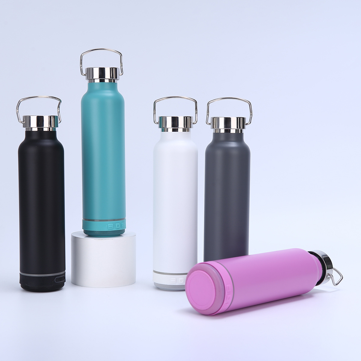 600ml Bluetooth Speaker water bottle stainless steel vacuum insulated music cup outdoor sports drinking bottle with wireless Speaker customize logo