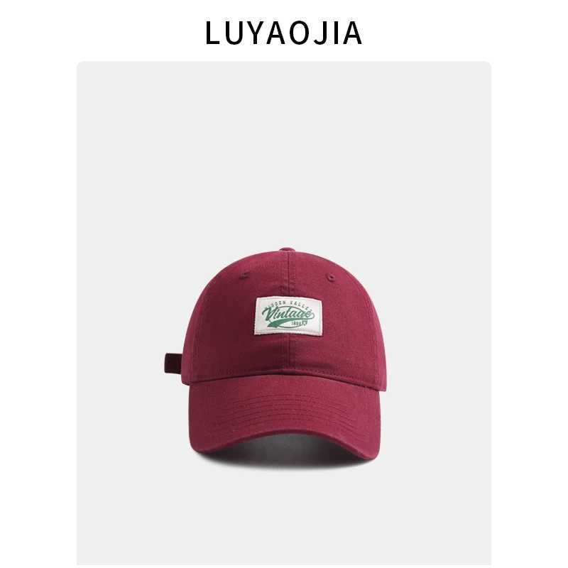 Cloth Label Letter Baseball Hat Womens Korean Style Paradigm Facial Styling Spring/Summer Couple Casual Pea Hat Mens Style W241225
